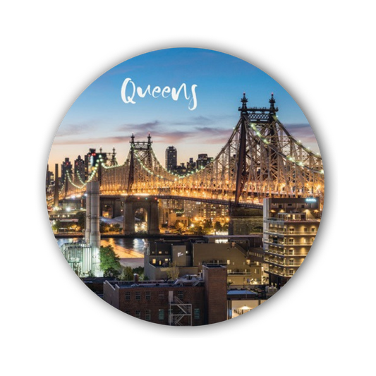 Queensboro Bridge in Queens, New York City round magnet