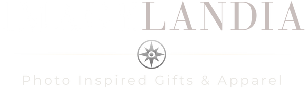 IMAGELANDIA logo with text 'Photo Inspired Gifts & Apparel' on a white background