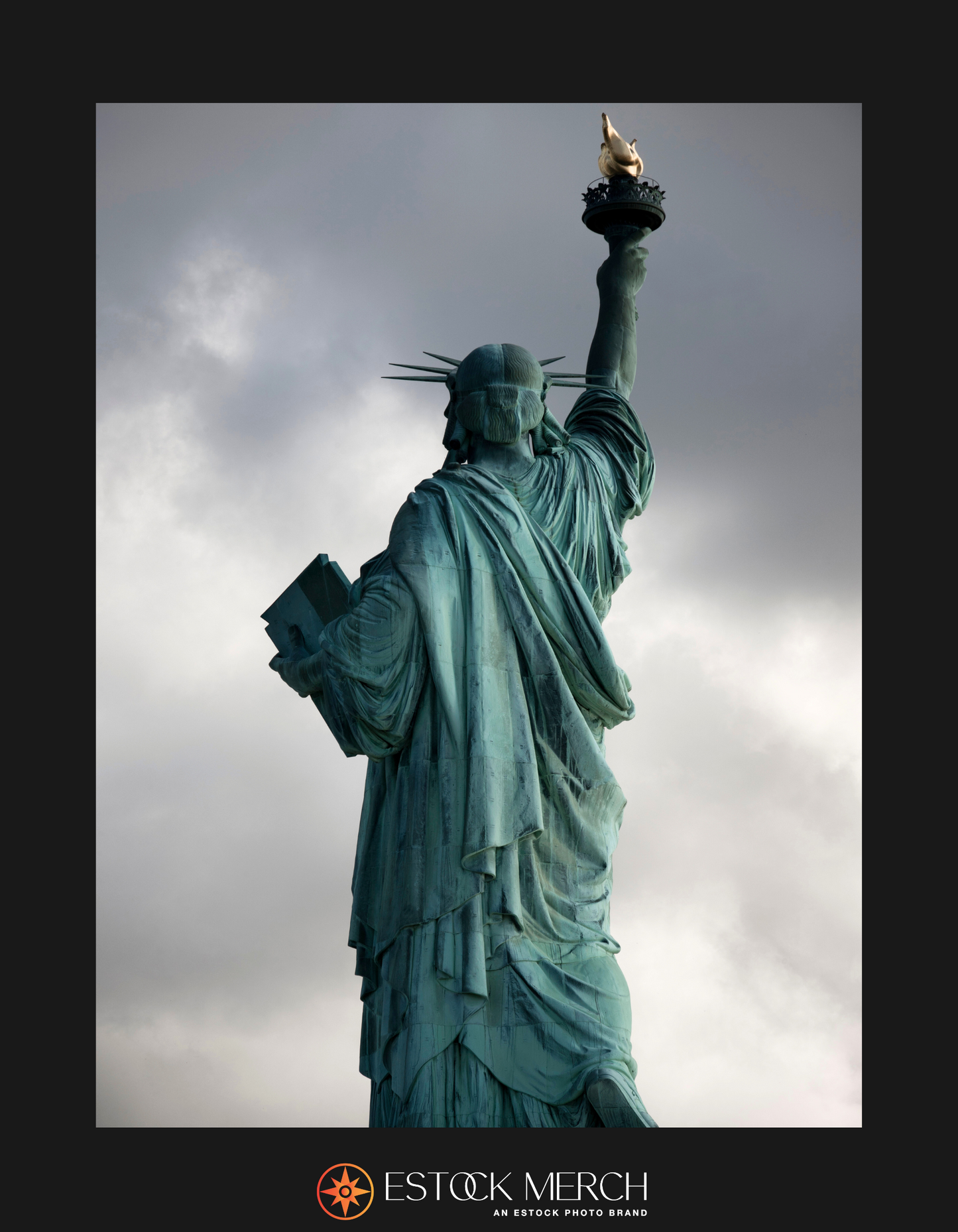 Statue of Liberty against a cloudy sky in New York City, fine art print
