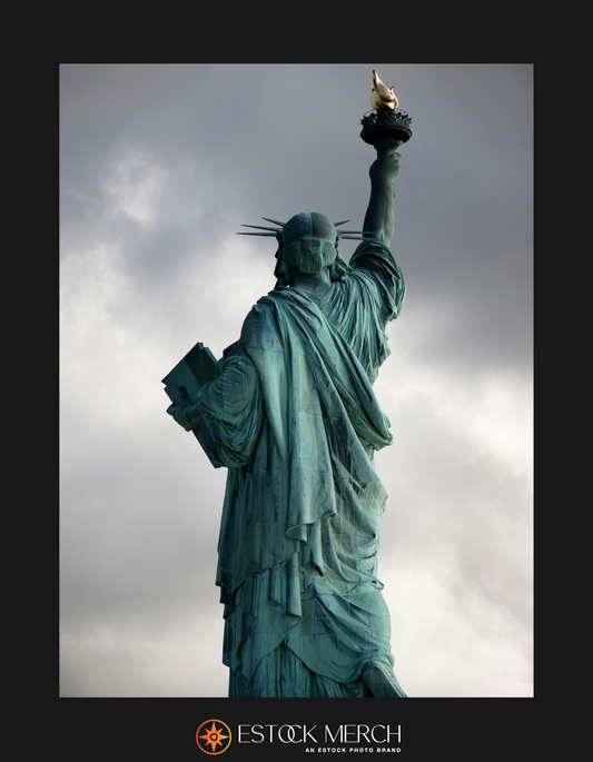 Statue of Liberty against a cloudy sky in New York City, fine art print